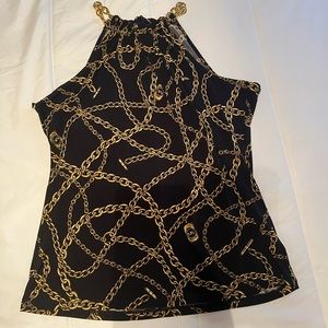Michael Kors top with gold chain link design.